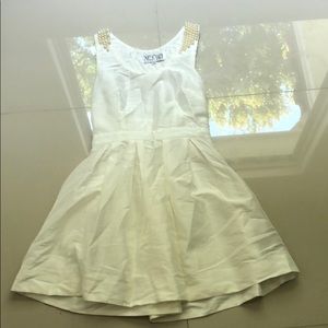 Xenia Pearl Accent White Mini Dress